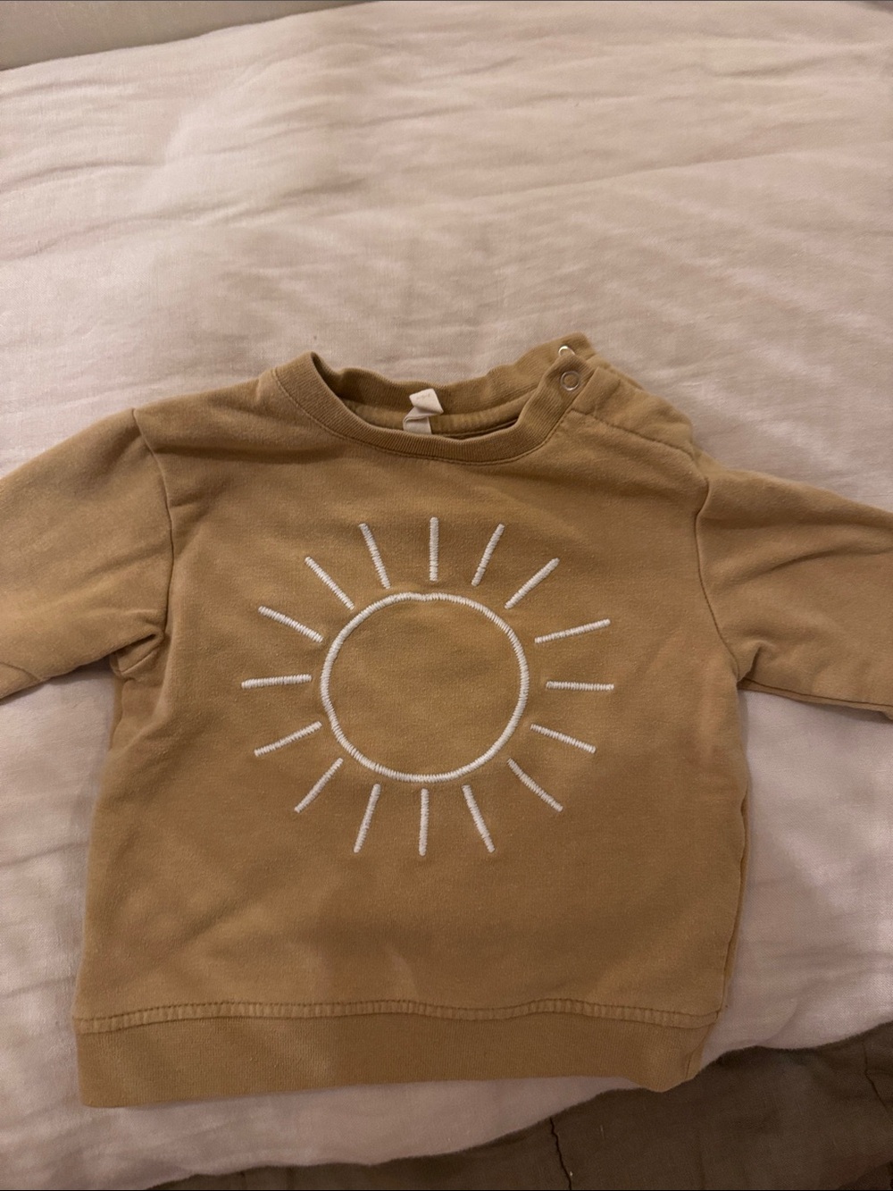 Quincy Mae Tan Sweatshirt with White Sun Graphic